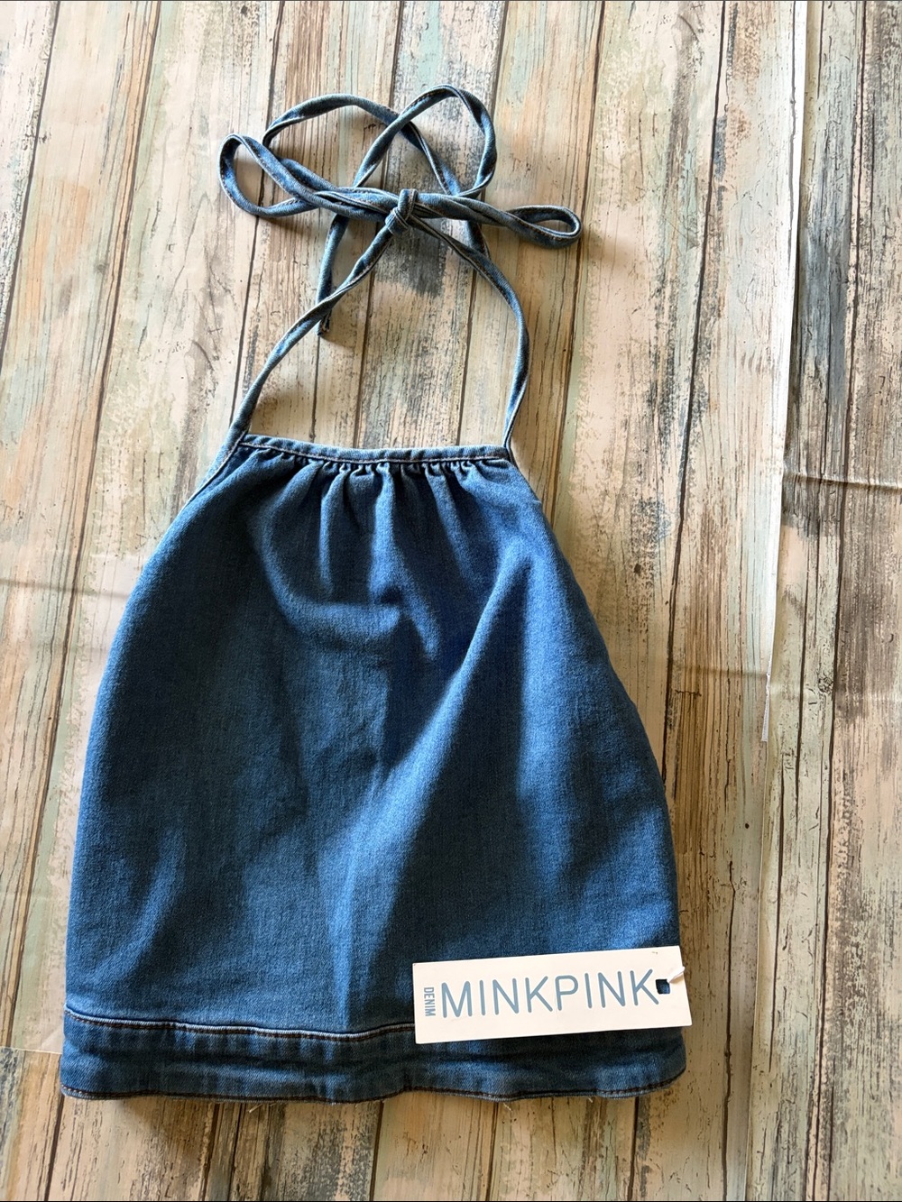 Urban Outfitters MINKPINK Women's Denim Halter Top NWT - Picture 2 of 4
